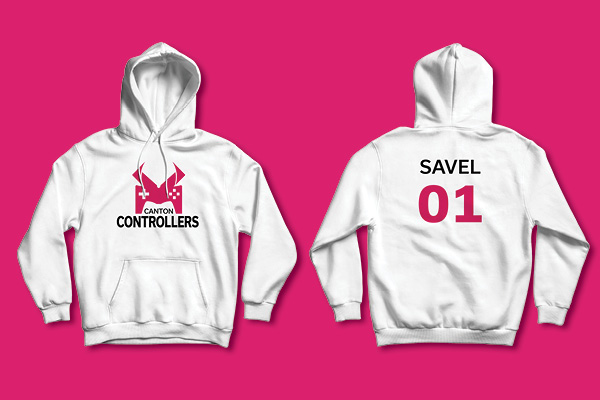 Hoodie mockup with Canton Controllers Logo